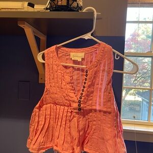 Anthropologie Pink Striped Sleeveless Blouse